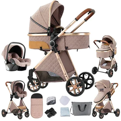 Produktbild von Babywagen, 3-in-1 Design, Geländereifen, khaki