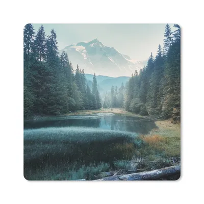 Produktbild von MuchoWow® Mauspad Mousepad Wald - Gras - Berge - Bäume - Natur 20x20 cm - Mousepads - Maus Mat - Pad - Mausunterlage - Desk Mat - Bureauartikeln