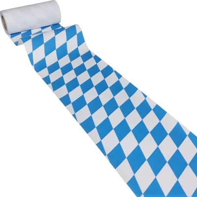 Produktbild von 50m x 0,20m JUNOPAX® Papier Tischband Raute weiß-blau