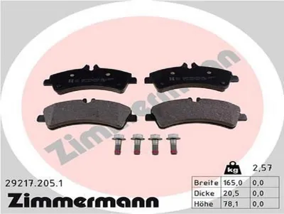 Produktbild von ZIMMERMANN Bremsbeläge Satz Hinten Bremsklötze für VW CRAFTER 30-50 Kasten (2E) 29217.205.1