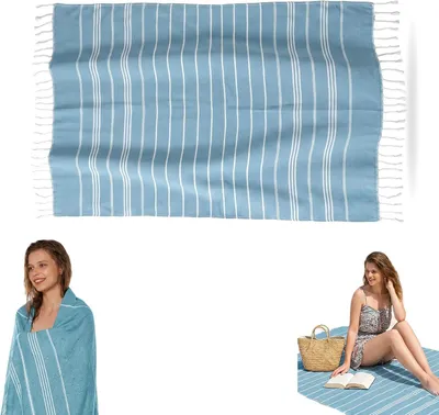 Produktbild von Hammam Handtuch Large 100x200 cm, Baumwolle, Mit Fransen, für Sauna und Strand