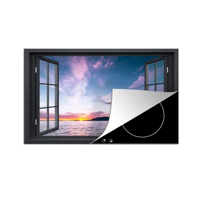 Produktbild von KitchenYeah© Herdabdeckplatte Mit Blick auf - Meer - Sonnenuntergang , 80x52cm, Küche Deko, Glaskeramikkochfeld Herdabdeckung, Abdeckplatte fùr Kochfeld