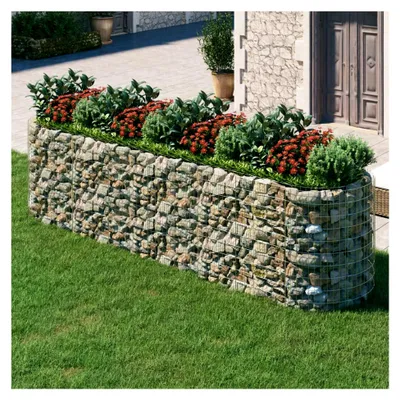 Produktbild von Gabionen-Hochbeet aus verzinktem Eisen, stabil und wetterfest, 300 x 100 x 50 cm, für Garten und Terrasse, Pflanzkübel, Silber