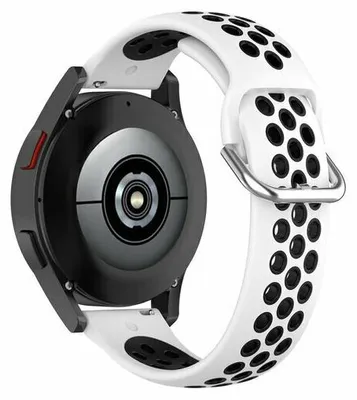 Produktbild von By Qubix passend für Garmin Venu / Sq / Sq2 / 2 plus - Silikon Sportarmband mit Schnalle - Weiß + Schwarz