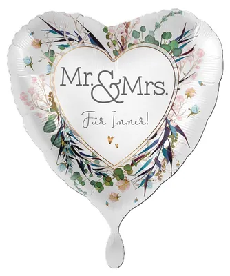 Produktbild von 18"/Ø43cm Herz Folienballon  "Mr. & Mrs. Für Immer!"