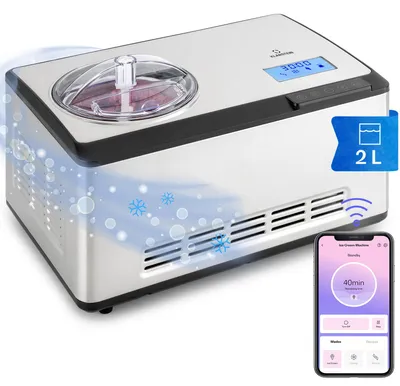 Image de Klarstein Sorbetiere Turbine a Glace, Machine a Glace et Frozen Yoghurt Intelligente, Sorbetière, Glace Italienne, 180W, Contrôle WiFi/App, Maintien au Frais, Refroidissement par Compresseur