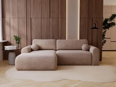 Produktbild von GrainGold Ecksofa L-Form Links Savana - Ecksofa mit Schlaffunktion und Bettkasten - Moderne Ecksofa, Wohnzimmer Ecksofa - Eckcouch Beige (Vena 14)