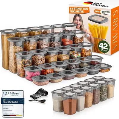 Imagen del producto de Recipientes herméticos con tapa, juego de 42 recipientes para alimentos