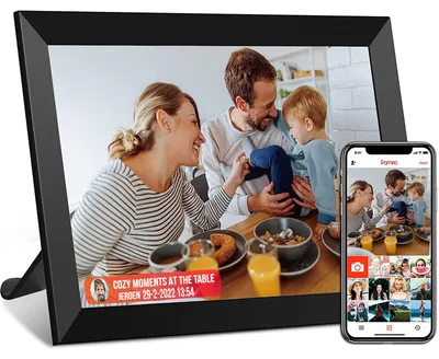 Image de Strex Cadre photo numérique avec WiFi - Écran tactile 10,1 pouces - Logiciel Frameo via application