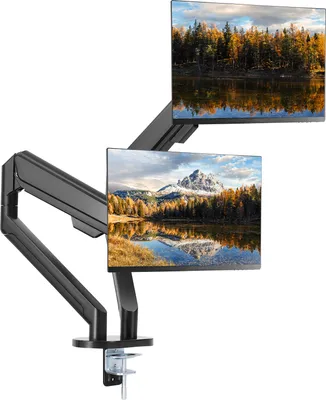 Produktbild von VEVOR Monitor-Halterung Tragarm für 2 Monitore 330-889 mm, Höhenverstellbarer Tischhalterung, 75 x 75 mm und 100 x 100 mm VESA-Muster Monitor Halterung 360-Grad-Drehung Neigbar Schwenkbar, Schwarz