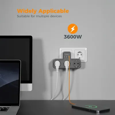 Produktbild von TESSAN Mehrfachsteckdose 3-fach mit USB-C und 2x USB-A