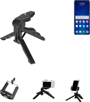 Produktbild von K-S-Trade Stativ Tisch-Ständer Dreibein Handy-Stativ Ständer kompatibel mit ZTE Axon 31 5G Mini-Stativ Smartphone Tripod Handy-Stativ aus Plastik