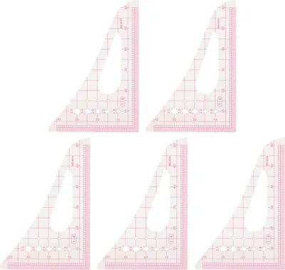 Image de Règle courbe triangulaire en 5 parties, transparente, haute précision, règles de couture multifonctions, kit pour débutants, couturiers