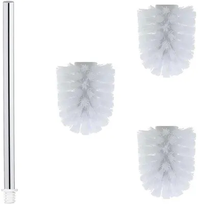 Image de Ensemble de brosses de toilettes en acier inoxydable, 3 têtes, Ø 7 cm, blanc