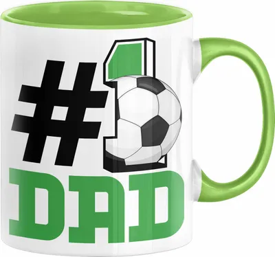 Produktbild von Fußball-Trainer Fußballer Nummer 1 Dad Vater Tasse Geschenk Fußball Papa Geschenkidee Bester Papa Der Welt Vatertag Lustige Geschenkidee (Grün)