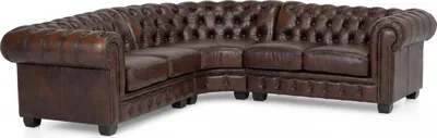 Produktbild von Ecksofa Chesterfield Echtleder braun