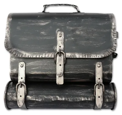 Briefkasten antiker Schulranzen von HMF mit 36 cm Breite in Silber