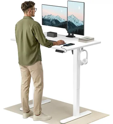 Höhenverstellbarer Schreibtisch 120x80 cm, USB-C & USB-A, weiß