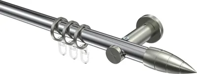 Produktbild von Interdeco Gardinenstange / Vorhangstange Chrom / Edelstahl-Optik, Typ Platon Samanto (Rillenpatrone), 20 mm Ø 1-läufig, 220 cm