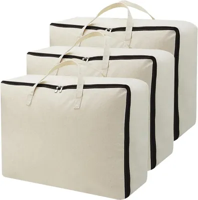 Image de Sac de rangement pour linge de lit - Coton toile - Pliable - 66 x 45 x 22 cm