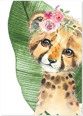 Produktbild von TPFLiving Kunstdruck LW-1024 (OHNE RAHMEN) Poster - Leinwand - Wandbild - Hochauflösender Giclée-Druck, langlebig und hochwertig - Elefant, Giraffe, Zebra, Tiger im Dschungel für Kinderzimmer -  - Größe: 15x20cm