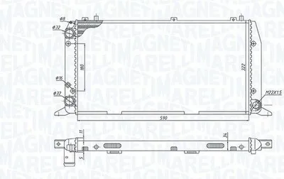 Immagine prodotto di MAGNETI MARELLI 350213188700: Radiatore per auto, radiatore motore, compatibile con AUDI 80 berlina (8C2, B4), AUDI 80 (89, 89Q, 8A, B3), AUDI Cabriolet (8G7, B4) e AUDI 80 Avant