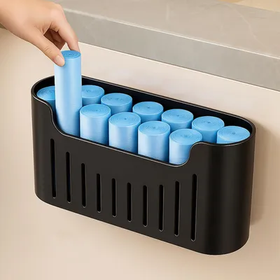 Image de Boîte de rangement pour placards de cuisine, boîte de rangement murale autocollante, organiseur pour petits objets dans l'armoire, la salle de bains ou le réfrigérateur