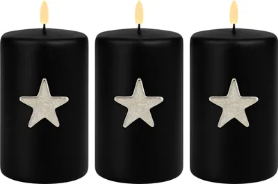 Produktbild von Marrakesch 3er Set Kerzenstecker Silber 6x6cm | Candle Pins Stecker für Adventskranz, Stumpenkerzen & Kerzenhalter als Stern Deko Muster -K- | Weihnachtsdeko Adventsdeko Kerzenpin Pin zum Stecken