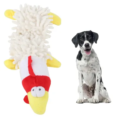 Produktbild von Plüschtier für Haustiere, Katzen, kleine Hunde, niedliche Tierform mit Soundgerät zum Spielen von Backenzähnen, weißes Huhn