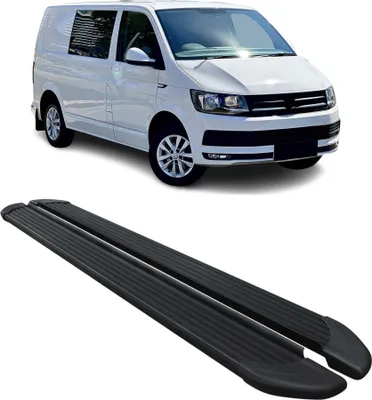 Image de Marchepieds Latéraux pour VW T6 T6.1 Transporter 2015-22 Noir Aluminium L1 Court