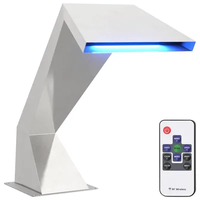 Obrázek produktu pro vidaXL Vodopád do bazénu s RGB LED diodami z nerezové oceli, 63,5 x 29 x 51 cm, stříbrný