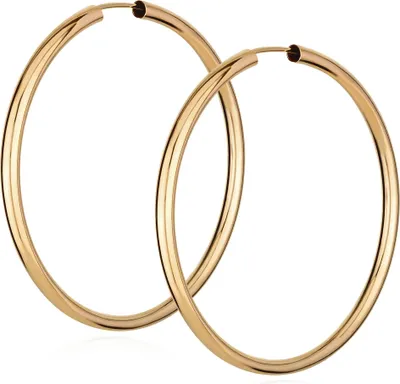 Produktbild von Paar 585 Gelbgold Creolen Ohrringen Ohrschmuck 2,5mm Rund Goldohrringe 50mm 9034