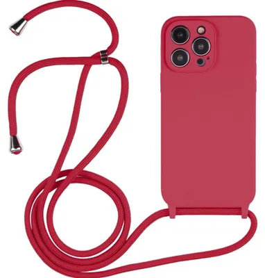 Produktbild von Mobigear Handylanyard für iPhone 14 Pro Max, Silikon-Handykette – Weinrot
