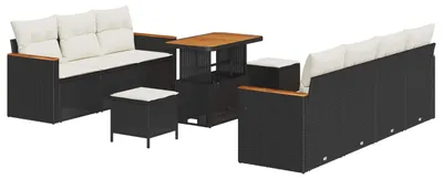 Immagine prodotto di vidaXL Set di divani da giardino 10 pezzi in polirattan nero