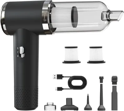 Immagine prodotto di Aspirapolvere portatile senza fili - Potente aspirapolvere per briciole - Ideale per auto e casa - 3 funzioni in 1 - 12000 Pa, 35 minuti di autonomia - Colore: nero
