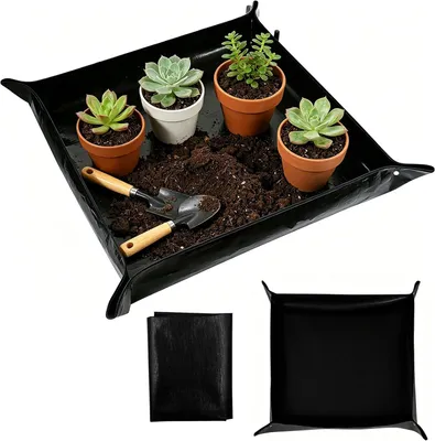 Image de Tapis de protection pour plantes, imperméable, 100 x 100 cm, pliable, pour les travaux de jardinage