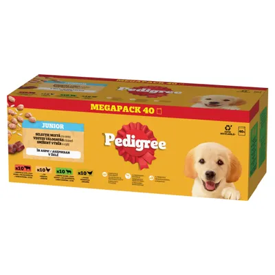 Zdjęcie produktu dla Pedigree Junior Wybór Smaków w galaretce mokra karma dla szczeniąt w saszetkach 40x 100g