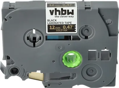 Produktbild von vhbw Schriftband-Kassette kompatibel mit Brother GL H105, 100, 200, H100 Etiketten-Drucker 8m x 12mm Gold auf Schwarz, Kunststoff