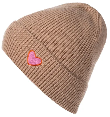Produktbild von styleBREAKER Damen Strick Beanie mit Herz Stickerei & Fleece Futter | Warme Wintermütze Einheitsgröße 56-59 cm | Weiche gefütterte Beanie Mütze