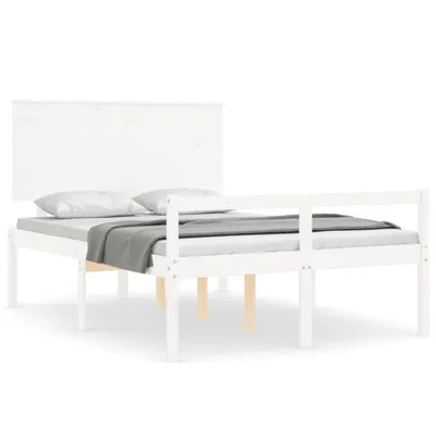 Produktbild von vidaXL Seniorenbett mit Kopfteil Weiß Massivholz