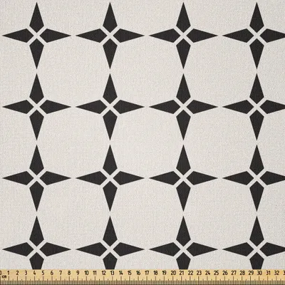 Produktbild von ABAKUHAUS Geometrisch Microfaser Stoff als Meterware , Muster mit geometrischem Stern formt zeitgenössischen Art-modernen Entwurf, 3 M (230 x 300 cm), Koksgraue und Elfenbein