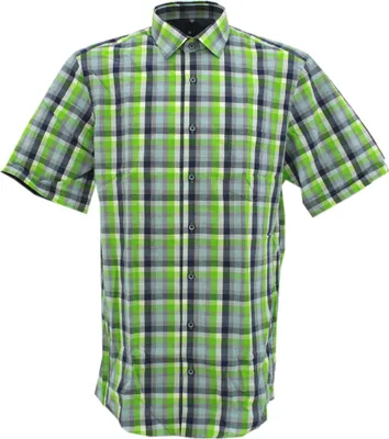 Produktbild von 30273 Redmond, ,  Herren kurzarm Hemd, Popeline, blau grün weiß kariert, M