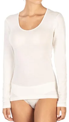 Imagen del producto de Elzusha - Blusa de mujer confeccionada con un 85% de lana y un 15% de seda, con mangas largas