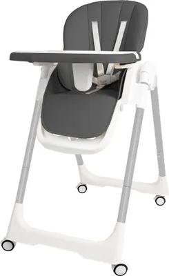 Produktbild von JOIEYOU Kinderhochstuhl Baby Hochstuhl Mobile Klappbar Essen Kinderstuhl mit 5-Punkt Sicherheitsgurt & Doppeltablett & 4 Rädern Verstellbar Essstuhl, Beige