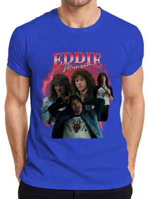Produktbild von Eddie Munson Hellfire Club Stranger Metal Geschenk Vintage Serie Herren T-Shirt, Blau, XL