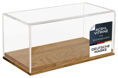 Produktbild von HMF 46871 Acryl Vitrine mit Holzsockel für Modellautos, 24 x 12 x 11 cm
