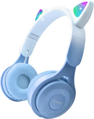 Produktbild von Over-Ear-Kopfhörer 2-in-1 mit Mikrofon für Mädchen und Jungen, Katzenohr-Kopfhörer faltbar mit begrenzter Lautstärke für Kinder ab 5
