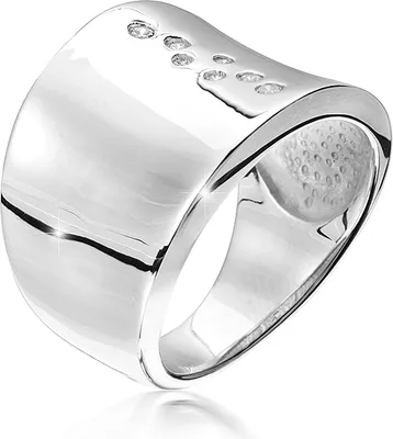 Produktbild von MATERIA Damen Bandring 925 Sterling Silber Zirkonia breit rhodiniert inklusive Schmuckbox #SR-157