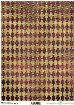 Produktbild von ITD Reispapier Decoupage Bastelpapier Serviettentechnik-R1531 - A4 Hintergrund Rauten