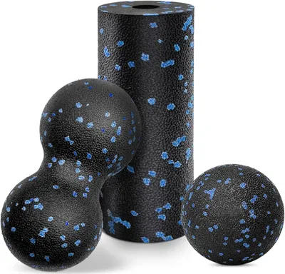 Produktbild von Massagebälle und Faszienrollen Set 3 Stück, Duoball und Lacrosse Ball, für Muskelentspannung